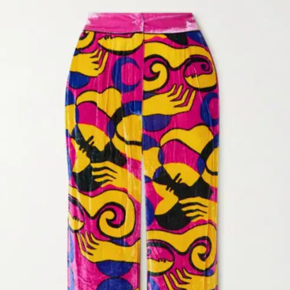 SLEEPING WITH JACQUES  net sustain printed velvet pants